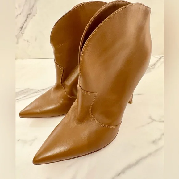 Gianvito Rossi Mable 105 Cognac Leather Ankle Boots 38.5 - Picture 4 of 8